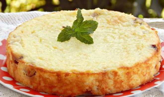 Рисовая запеканка с творогом и грушей