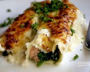 Рыбная запеканка со шпинатом