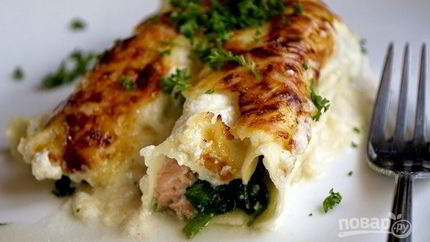 Рыбная запеканка со шпинатом