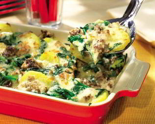 Запеканка из фарша и шпината