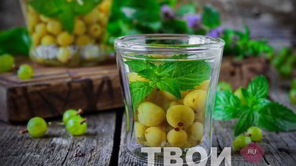 Компот из крыжовника и мяты