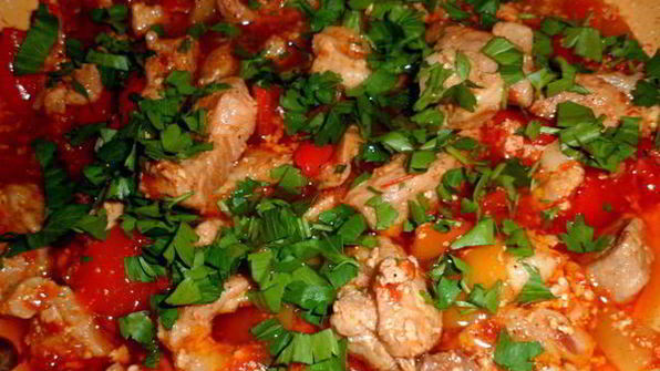 поджарка из свинины с лечо