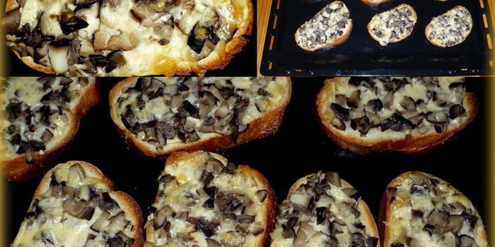 Рецепт горячих бутербродов с грибами и сыром