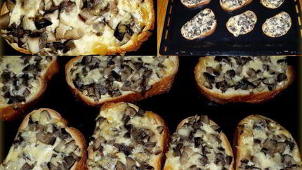 Горячие бутерброды с грибами и сыром