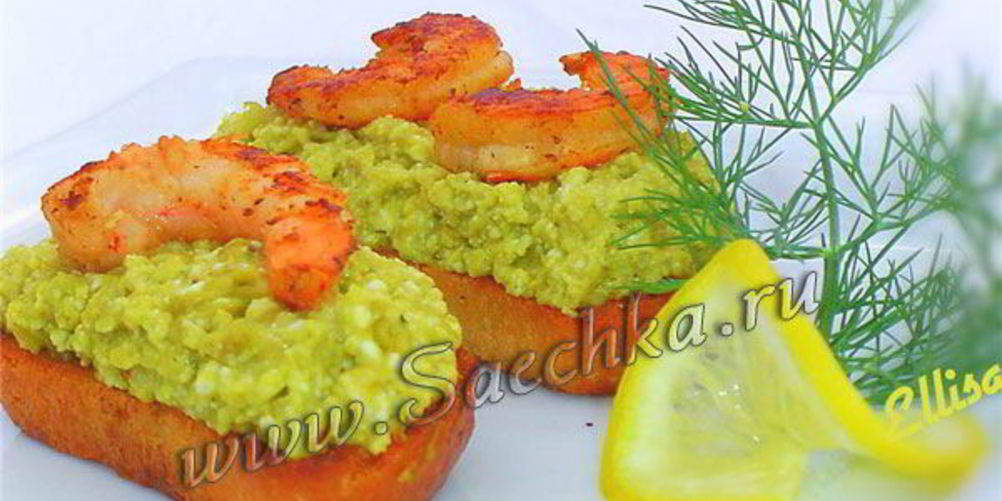 Рецепт праздничных бутербродов с креветками