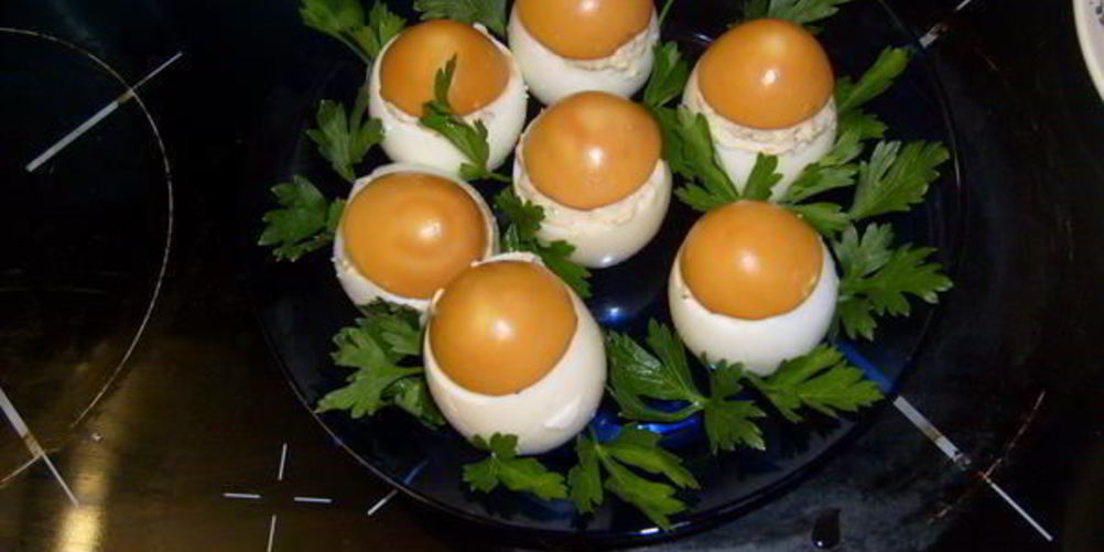 Рецепт фаршированных яиц грибочки