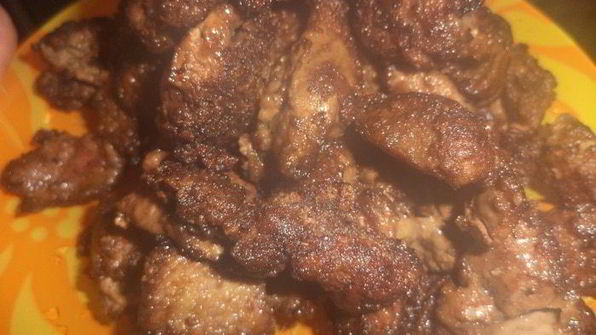 гренки с жареной печенкой