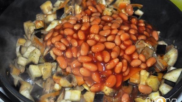 гренки со свининой и овощами