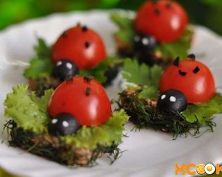 Бутерброды канапе Божья коровка