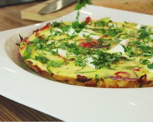 Фриттата со сладким перцем и фетой