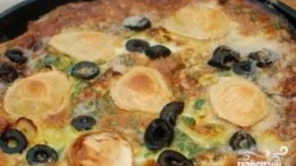 омлет с луком пореем