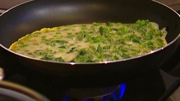 омлет с мятой и зеленым горошком