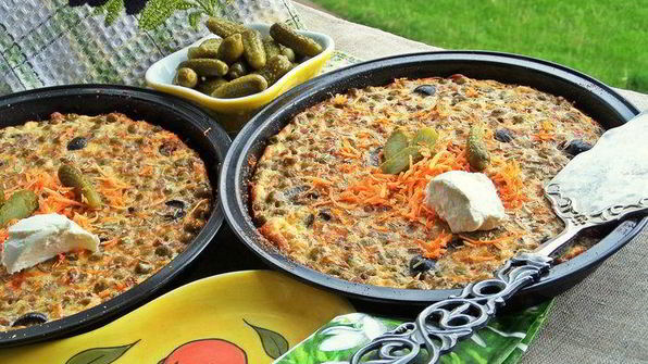 омлеты с гречкой и маслинами