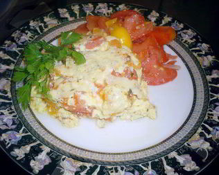 Вкусный омлет с овощами Сытный ужин