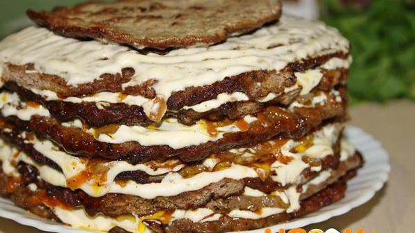 печеночный торт из свиной печени