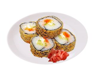 Горячие роллы с семгой и икрой