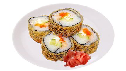 Горячие роллы с семгой и икрой