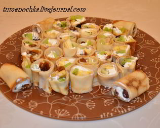 Сладкие роллы из блинов