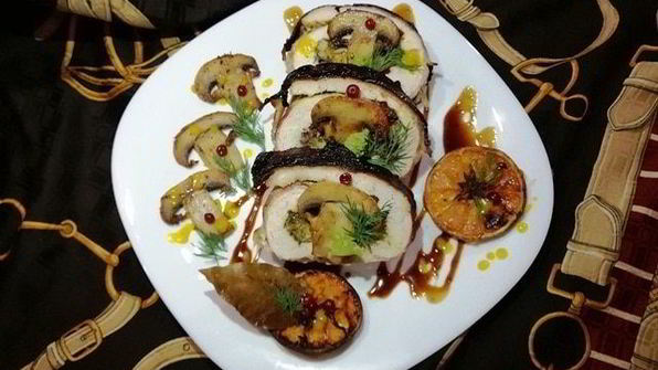 рулет из индейки с шампиньонами