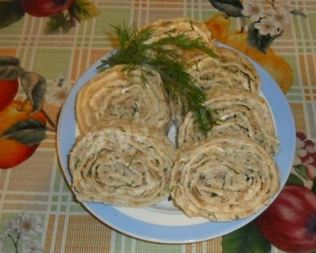 Рулет из лаваша с куриной начинкой
