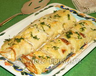 Рулет из лаваша с творогом