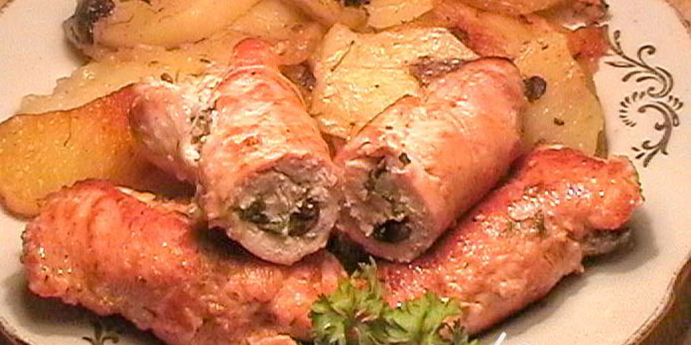 Рецепт рулетиков из грудки индейки с грибами