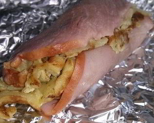 Рулетики с ветчиной и картофельными блинчиками