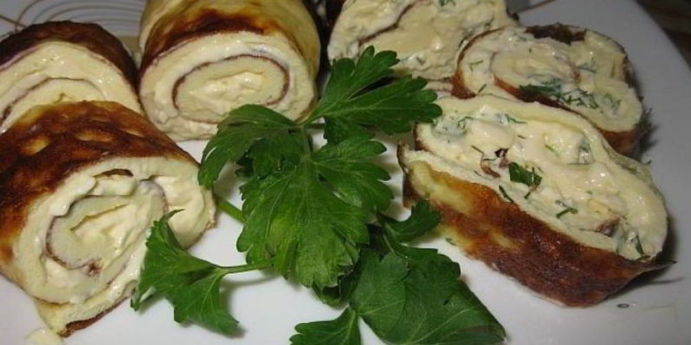 Рецепт яичного рулета с сыром