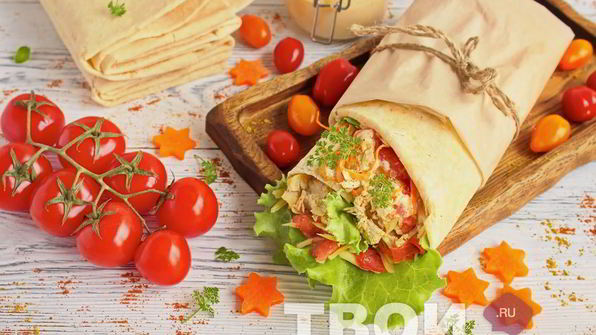 домашняя шаурма с курицей