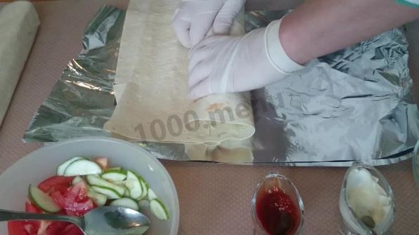 домашняя шаурма в лаваше с курицей