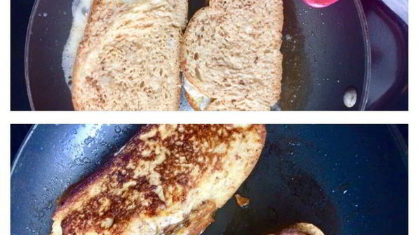 французские жареные сэндвичи с сыром филадельфия и зелеными яблоками