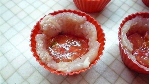 куриные тарталетки с рисом и овощами