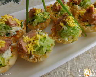 Тарталетки с печенью трески