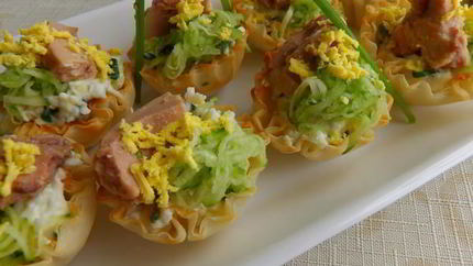 Тарталетки с печенью трески