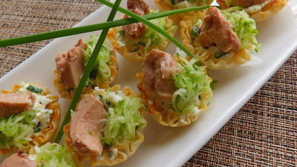 тарталетки с печенью трески