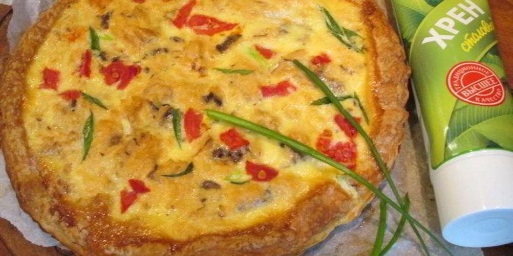 Рецепт тарта с лососем и овощами