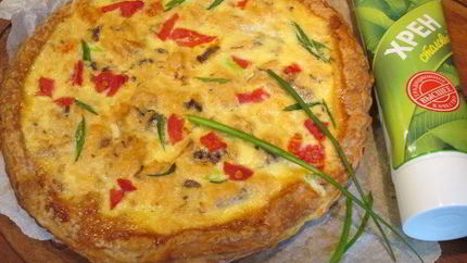 Тарт с лососем и овощами