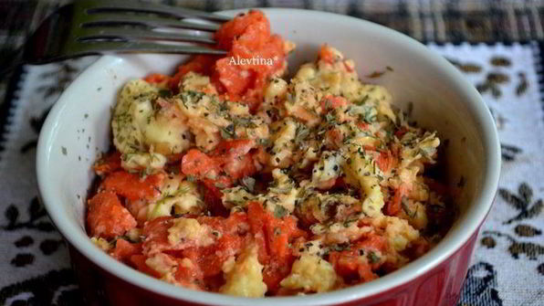 яичница-болтунья с копченой семгой