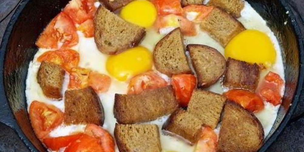 Рецепт яичницы с гренками