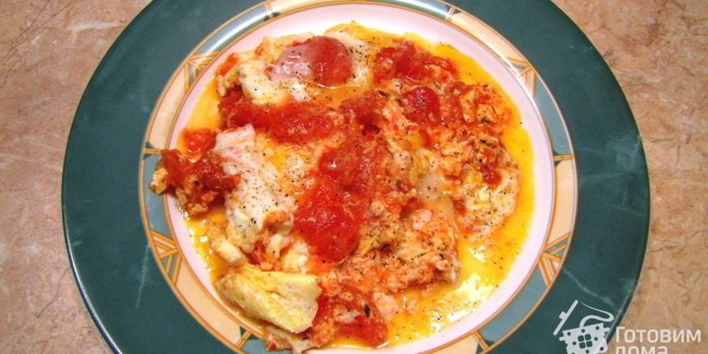 Рецепт яичницы с помидорами