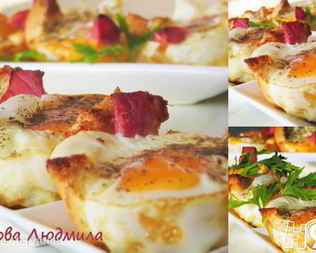 Яичница в батоне с ветчиной