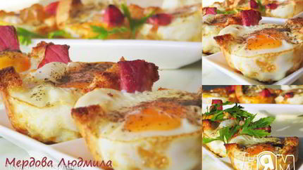 Яичница в батоне с ветчиной