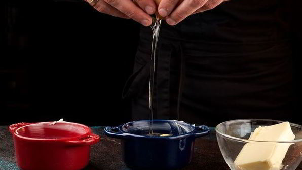 запеченная яичница с креветками