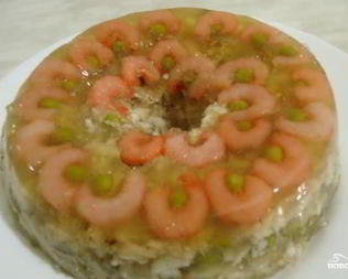 Заливное из рыбы и креветок