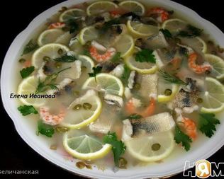 Заливное из судака и креветок