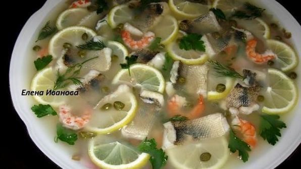 заливное из судака и креветок