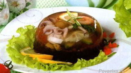 Заливное с рыбой и морепродуктами