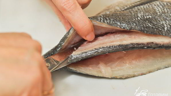 дорадо, фаршированная жюльеном из морепродуктов