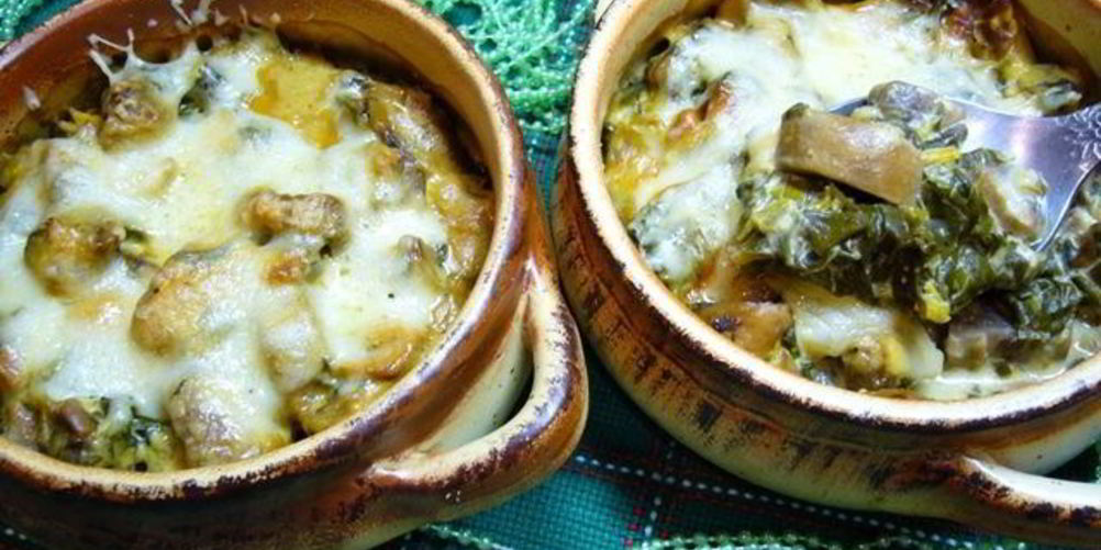 Рецепт жюльена с грибами и шпинатом