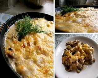 Жюльен с курицей, грибами и сыром